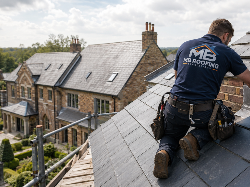 Roofing work in progress by MB Roofing Specialists